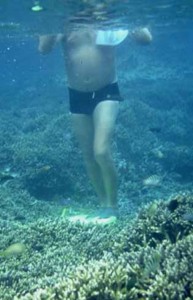 Coral Reef Degradation - Tourism trampling on coral (by Marc Kochzius)