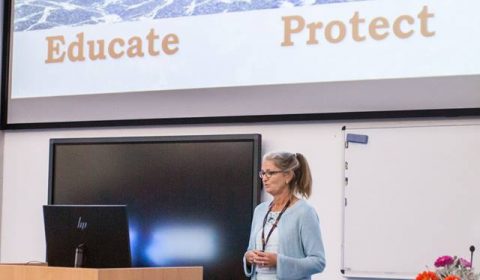 Ingrid gives a presentation at the GBCC in Prague.