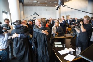 Congratulations being exchanged after the verdict Congratulations being exchanged after the verdict