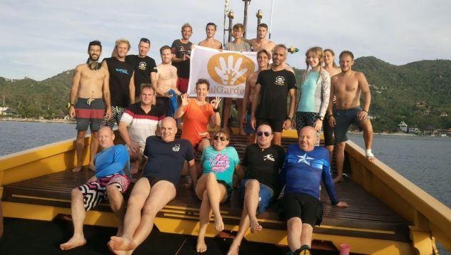 Volunteers that put the first flower in the CoralGarden