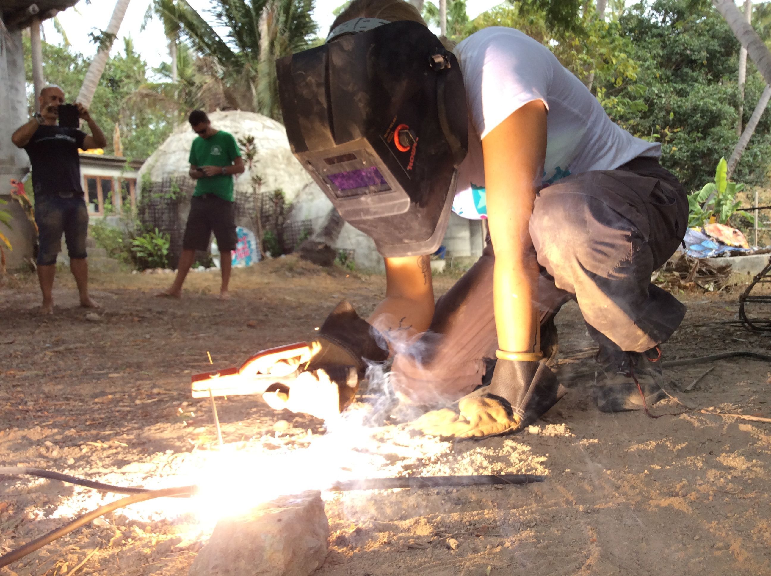 Welding a flower for the CoralGarden