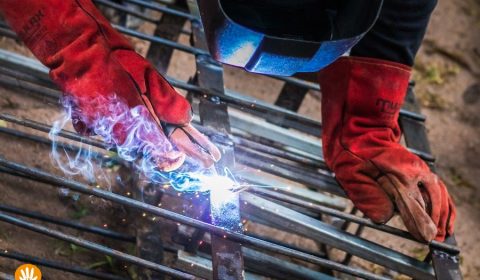 Willem is welding the Thai wai hands for the CoralGarden